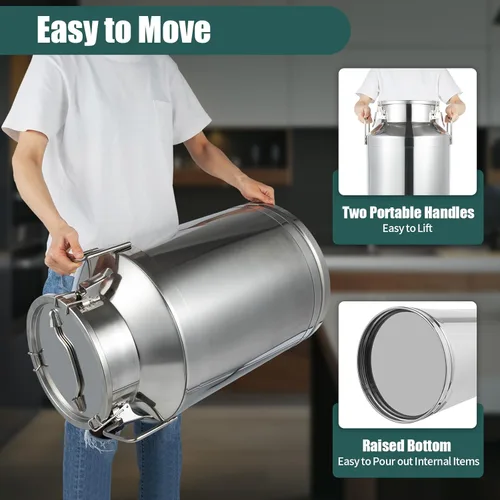 Miniatura 5 de Latas de leche de acero inoxidable de 60L/15.85 galones-Barriles de transporte de leche, cubo de leche, jarra de aceite, barril de vino, barriles