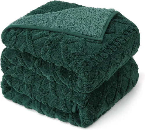 Miniatura 19 de Manta con peso de 15 libras, tamaño twin, manta con peso de sherpa a cuadros 3D de jacquard suave y elegante para adultos, manta de cama acogedora