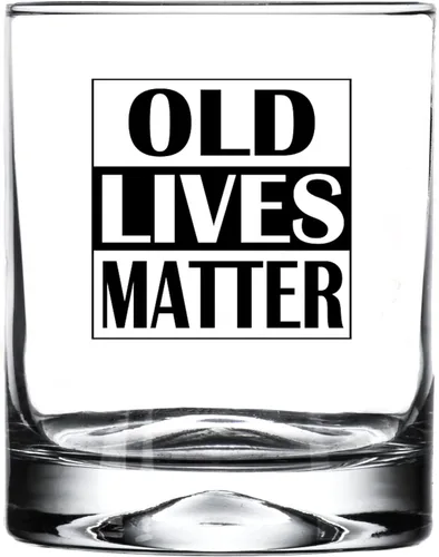 Rogue River Tactical Divertida taza de cristal de whisky con texto en inglés "Old Lives Matter", regalo para él, para hombres, papá, mamá, abuelo,
