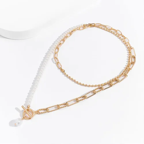 Miniatura 4 de HUASAI Collar de oro en capas para mujer, collar bohemio con cuentas de turquesa, collar largo con dije de moneda, collar bohemio en capas