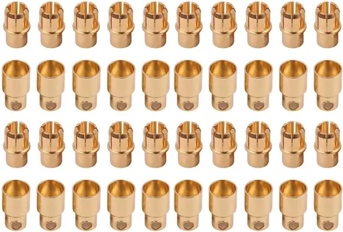 Miniatura 8 de 20 pares de conectores de plátano bala de 0.079 in chapados en oro macho y hembra de 0.079 in para DIY RC batería ESC motor