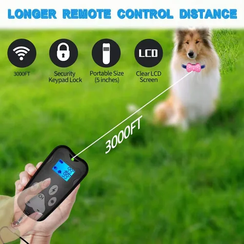 Miniatura 3 de Collar de choque para perro, collar de entrenamiento de 3000 pies con control remoto para collar de choque para perros, 3 modos de entrenamiento