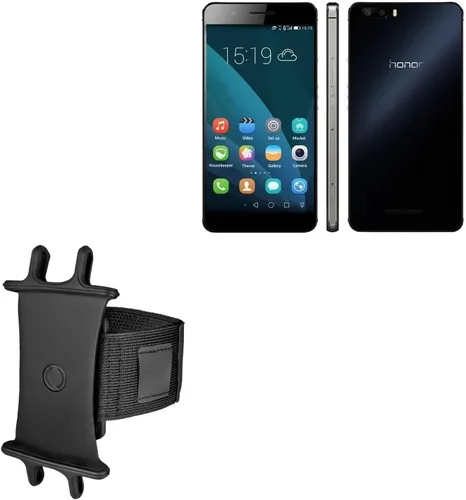 BoxWave Funda compatible con Huawei Honor 6 Plus - Brazalete deportivo ActiveStretch ajustable, para entrenamiento y correr, color negro azabache