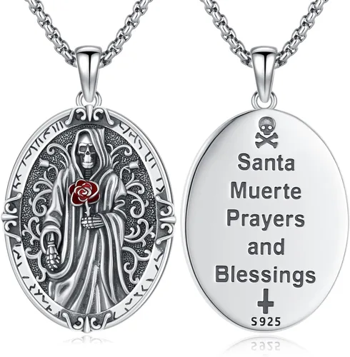 Miniatura 421 de Collar con colgante de plata de ley 925 con medalla de San Patrón, joyería religiosa para hombres y mujeres, con cadena de acero inoxidable 316L