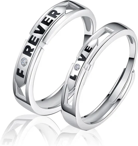 Miniatura 20 de Couples Rings Set Matching Promise Rings Adjustable Wedding Trendy Titanium Stainless Steel Rings for Couples Valentines Day Jewelry
