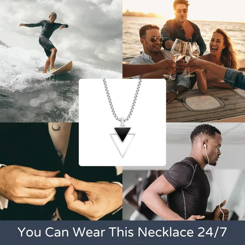 Miniatura 23 de Galis Collar para hombre, collar de cadena de plata de acero inoxidable de alta calidad para hombres, no se deslustra, cadenas para hombres