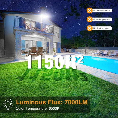 Miniatura 3 de Onforu Paquete de 2 luces de inundación de 75 W para exteriores, focos LED de 7000 lm controlados por interruptor, accesorio de iluminación exterior