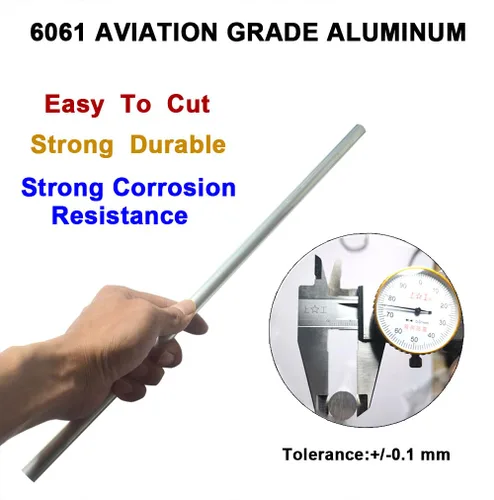 Miniatura 3 de 2 piezas de varilla redonda de aluminio 6061 de 1/2 pulg. de 16" de largo sólido T6511 extruido para torno, tolerancia: +/- 0,1 mm