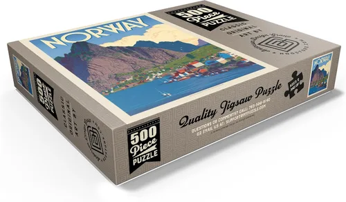 Miniatura 3 de MyPuzzle Norway: The Land of Fjords, póster vintage, rompecabezas prémium de 100 piezas para adultos