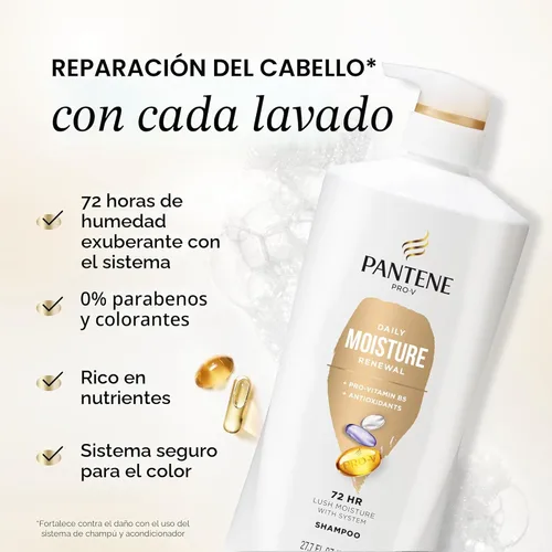 Miniatura 2 de Pantene Champú y acondicionador 2 en 1, renovación diaria de la humedad, nutrientes Pro-V para cabello seco, tratado con color, lacio a rizado