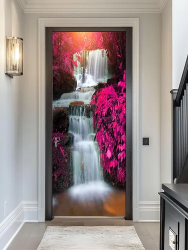 Miniatura 25 de artfanke Adhesivos 3D para puerta, 30.3 x 78.7 pulgadas, papel tapiz de piedra para puerta de escalera de piedra, calcomanías autoadhesivas