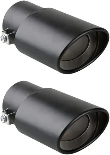 Miniatura 11 de 2 tubos de acero inoxidable para tubo de escape de automóvil, ajuste universal, diámetro de tubo de 1.5 a 2.25 pulgadas (negro, curvado)