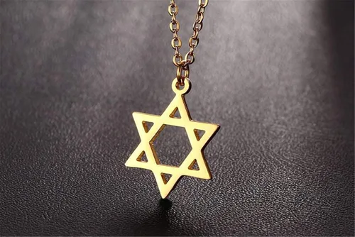 Miniatura 5 de QEPOL Collares con colgante de seis puntas chapados en oro de 18 quilates, con dije de estrella de David Megan, joyería judía de Israel