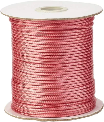 Miniatura 59 de Cheriswelry 90 yardas/rollo de 0.079 pulgadas, cordón encerado negro de poliéster coreano, joyería de cuentas, hilos para manualidades, cuerda