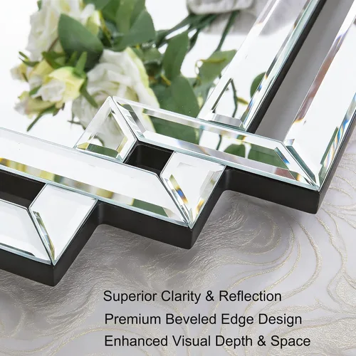 Miniatura 2 de Espejo decorativo para decoración de pared, elegante espejo de sala de estar de 24 x 36 pulgadas con piezas de vidrio y borde biselado, moderno
