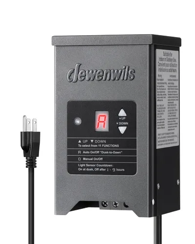 Miniatura 10 de DEWENWILS Transformador de Paisaje de Bajo Voltaje de 120W, Transformador para Exteriores con Temporizador y Sensor de Fotocélula, 120V AC a 12V AC