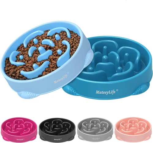 Miniatura 16 de MateeyLife Cuencos de alimentación lenta para perros, 2 unidades, cuencos rompecabezas antiasfixia para comida de perros, alimentación interactiva