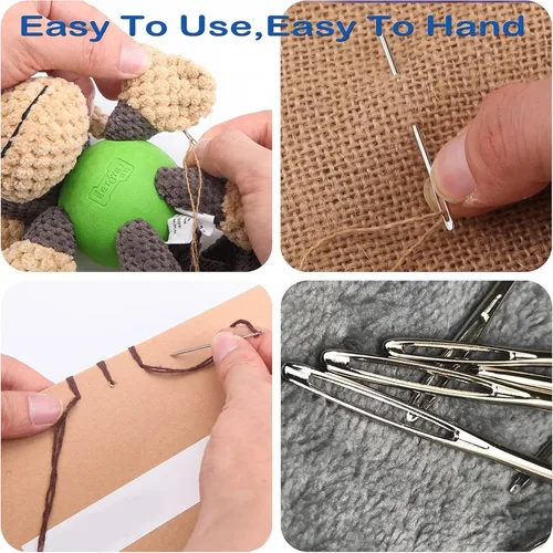 Miniatura 7 de ORRDICE Agujas romas de ojo grande, agujas de tejer de hilo de acero inoxidable, agujas de coser, agujas de tejer para manualidades, agujas de 9