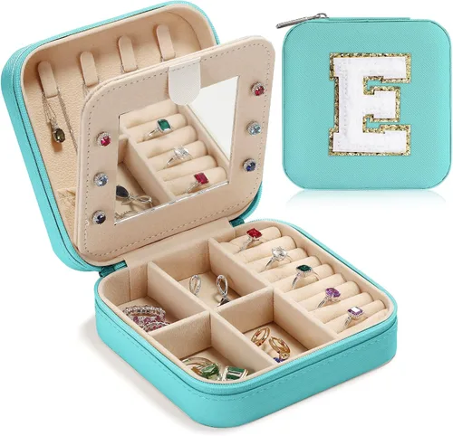 Parima Joyero grande para niñas, joyero con inicial de viaje para niñas Caja organizadora de joyas grande Joyero de viaje organizador de joyero