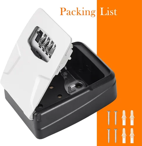 Miniatura 8 de Fayleeko Caja de bloqueo para llaves montada en la pared, capacidad para 5 llaves, caja de seguridad para interiores, exteriores, garaje, jardín