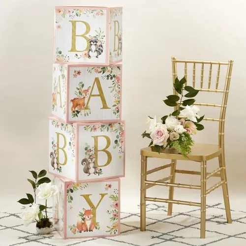Miniatura 7 de Cajas de bebé rosa de bosque de Kate Aspen con letras para decoración de baby shower, foto de exhibición y decoración de guardería