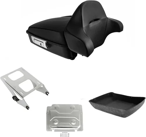 Miniatura 3 de TCT-MOTORPARTS Maletero y respaldo negro mate cortado para Harley Touring Electra Street CVO Road King Glide 2014-2025
