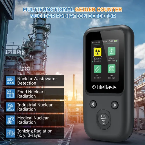 Miniatura 2 de LifeBasis Contador Geiger Detector de Radiación Nuclear, Dosímetro de Radiación con Pantalla TFT y Alerta Inteligente Portátil de Mano Monitor