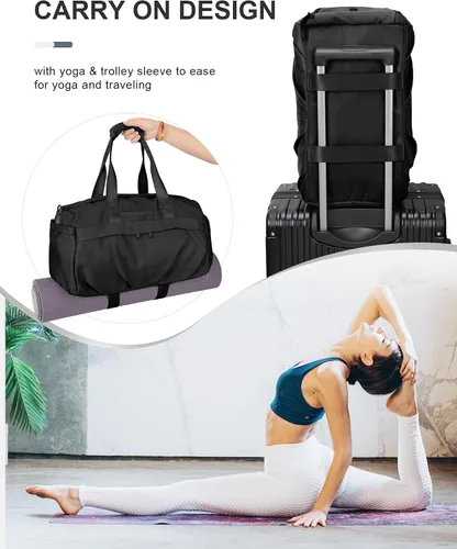 Miniatura 2 de Bolsa de gimnasio para mujeres y hombres con compartimento para zapatos, bolsa de lona deportiva, impermeable, para viajes, fin de semana, bolsa
