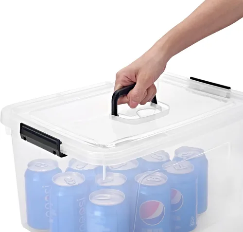 Miniatura 4 de Contenedores de almacenamiento de plástico de 19 cuartos de galón con tapas, paquete de 6 cajas organizadoras apilables transparentes con asa