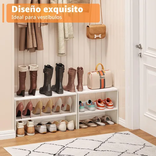Miniatura 2 de X-cosrack - Organizador de zapatero de 2 niveles para armario, zapatero blanco expandible y ajustable, estantes de almacenamiento de zapatos