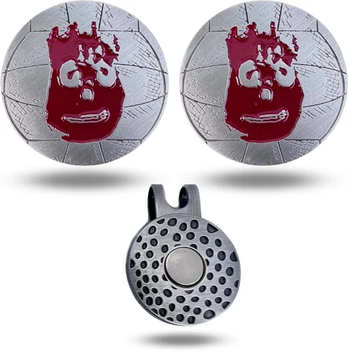 Full Metal Markers Wilson - Marcador magnético único de metal para pelotas de golf con clip para sombrero para hombres y mujeres 2 marcadores de