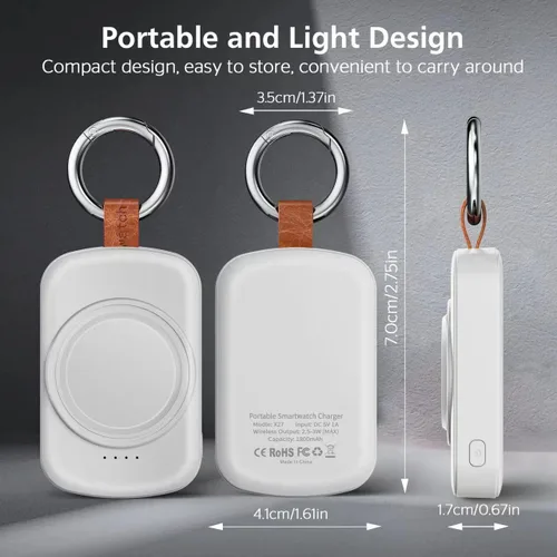 Miniatura 5 de Cargador portátil para Samsung Galaxy Watch, cargador portátil de 1800 mAh para Samsung Galaxy Watch 8/8 Classic/7/Ultra/6/6 Classic/5/5 Pro/4/3