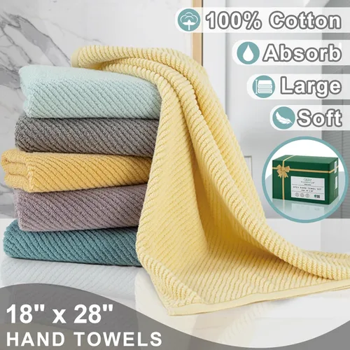 Miniatura 231 de VOOVA & MOVAS Toallas de mano blancas - 100% algodón Ligeras Gruesas Secado rápido Suaves Absorbentes, paquete de 4 piezas grandes de 18