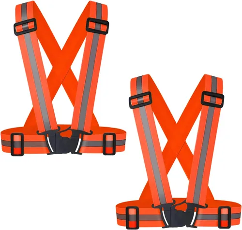 Chaleco reflectante de 2 piezas, correas de seguridad reflectantes ajustables de alta visibilidad, equipo para correr, ciclismo, caminar, montar y