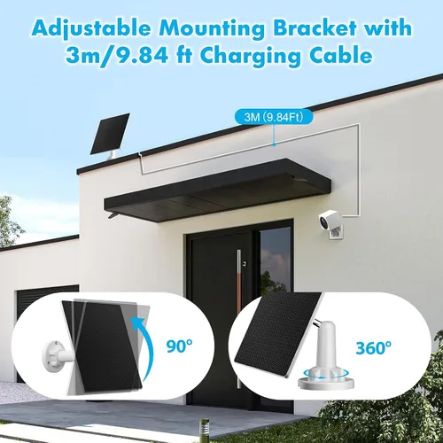 Miniatura 4 de Cargador de panel solar para cámara de seguridad al aire libre, paneles solares de 5 W con adaptador micro USB y USB C para cámara de batería