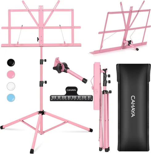 Miniatura 10 de CAHAYA Soporte portátil para partituras: Soporte de escritorio de doble uso plegable ligero extra estable reforzado con bolsa de transporte y clip
