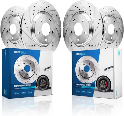 Miniatura 37 de Detroit Axle - 4 rotores de freno para Chevrolet Cruze Volt Orlando Verano, rotores de freno de disco perforados y ranurados de repuesto : rotor