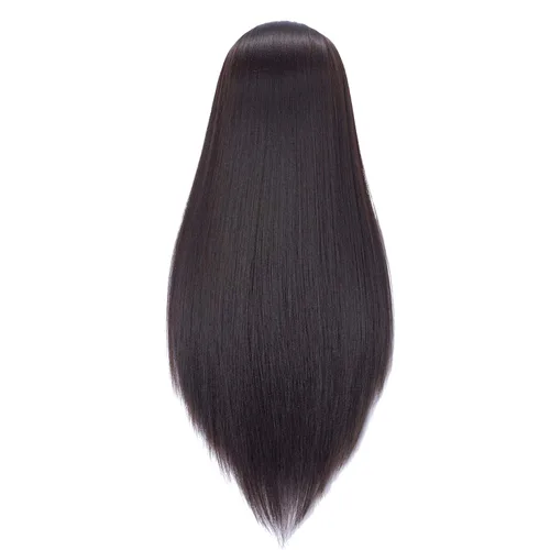 Miniatura 5 de Cabeza de maniquí 26-28" Cabeza de maniqui de fibra sintética Yaki para peluquería, modelo de entrenamiento de cosmetología, cabeza de muñeca