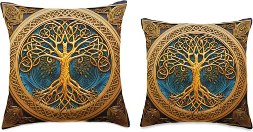 Miniatura 3 de Celtic Irish Gift Ideas Celtic Tree of Life Knot Triskele Triquetra - Almohada de 16 x 16 pulgadas, multicolor