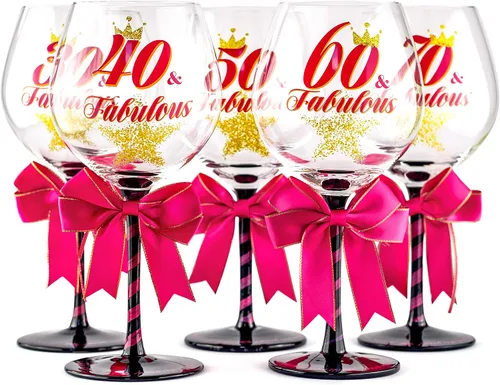 Miniatura 7 de Copa de vino de cumpleaños 40 y fabulosa para mujer, regalo divertido para mujeres que cumplen cuarenta años, mamá, mejor amiga, tía, hermana