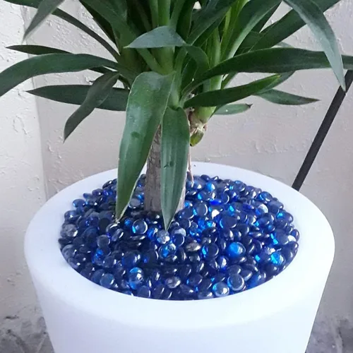 Miniatura 7 de [18 libras] Cuentas de vidrio para fuego, gotas de vidrio, cuentas planas de vidrio para fogata de gas, chimenea, brillo azul cobalto, gemas