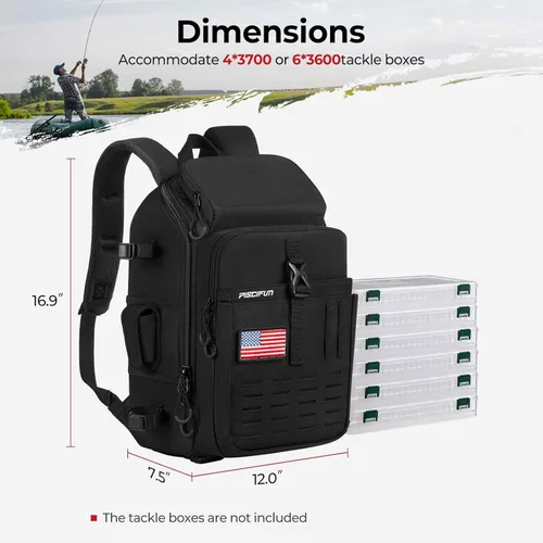 Miniatura 6 de Piscifun - Mochila para equipo de pesca con soporte para caña y equipo, bolsa de almacenamiento para equipo de pesca ligera con cubierta protectora