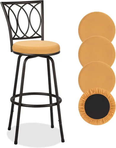 Miniatura 21 de Deisy Dee 4 fundas de asiento redondas para taburetes de bar, fundas elásticas para sillas redondas de 13 a 16 pulgadas (naranja)