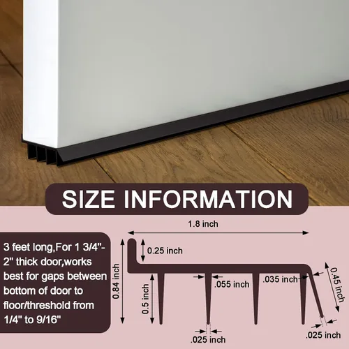 Miniatura 2 de 2 unidades de 3 pies de base de puerta de vinilo con cinta adhesiva autoajustable, tira de agua debajo de la base de la puerta con tapa para goteo