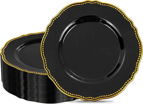 Miniatura 21 de Hioasis 100 piezas Platos de plástico blancos - Platos de cena desechables blancos de 10.25 pulgadas, Platos de cena de plástico, elegantes