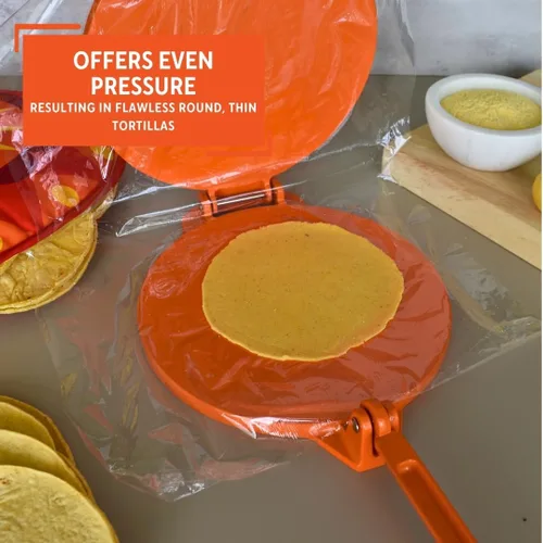 Miniatura 4 de IMUSA USA Prensa de tortilla de aluminio de 8 pulgadas, color naranja