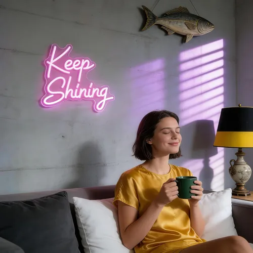 Miniatura 8 de Keep Shining Neon Sign, Pink LED Neon Light for Wall Decor, Dimmable USB Aesthetic Neon Signs for Bedroom, Living Room, Game Room, Bar, Party Decor
