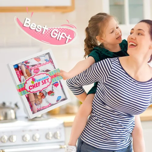 Miniatura 7 de Regalos para niñas y niños de 2 a 8 años, set de disfraz de chef para niños, delantal para niñas pequeñas, regalos de cumpleaños de Navidad