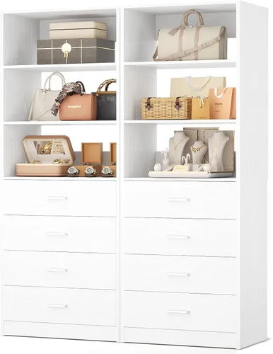 Aheaplus Sistema Organizador de Cajones de Closet, Sistema de Closet de Madera de 3.54 Pies con 4 Cajones, Unidad de Almacenamiento Modular para