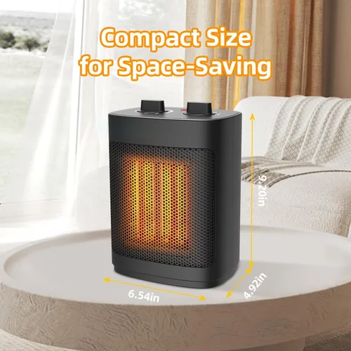 Miniatura 6 de Calentador de espacio pequeño, calentadores portátiles de 1500 W para uso en interiores con termostato, calentador de escritorio de cerámica PTC